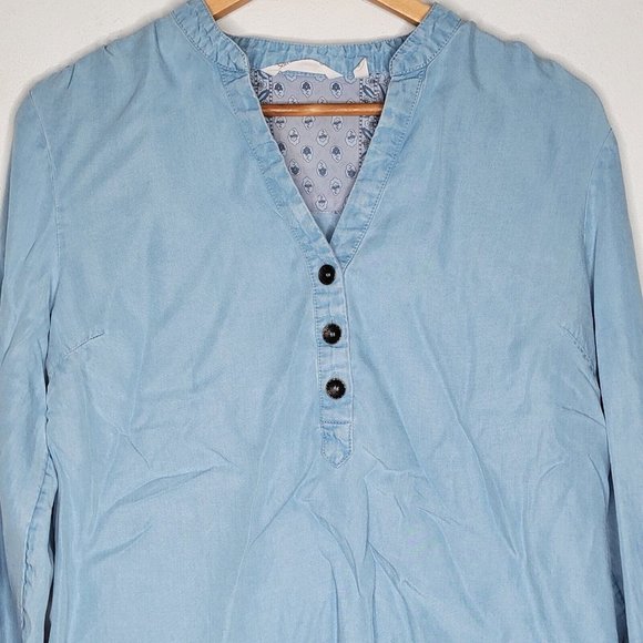 Soft Surroundings Medium M‎ Chambray Hi-Low Long Sleeve Button Oversized Top - Picture 3 of 5